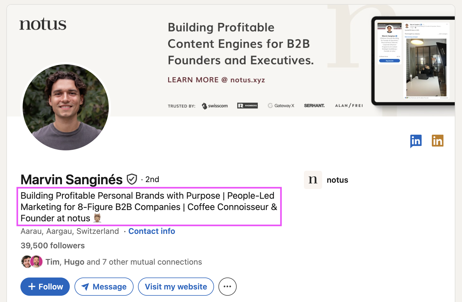 Free Linkedin Headline Generator - Marvin Sanginés Linkedin Personal Brand Expert and Branding Agency Owner's Linkedin Profile Headline